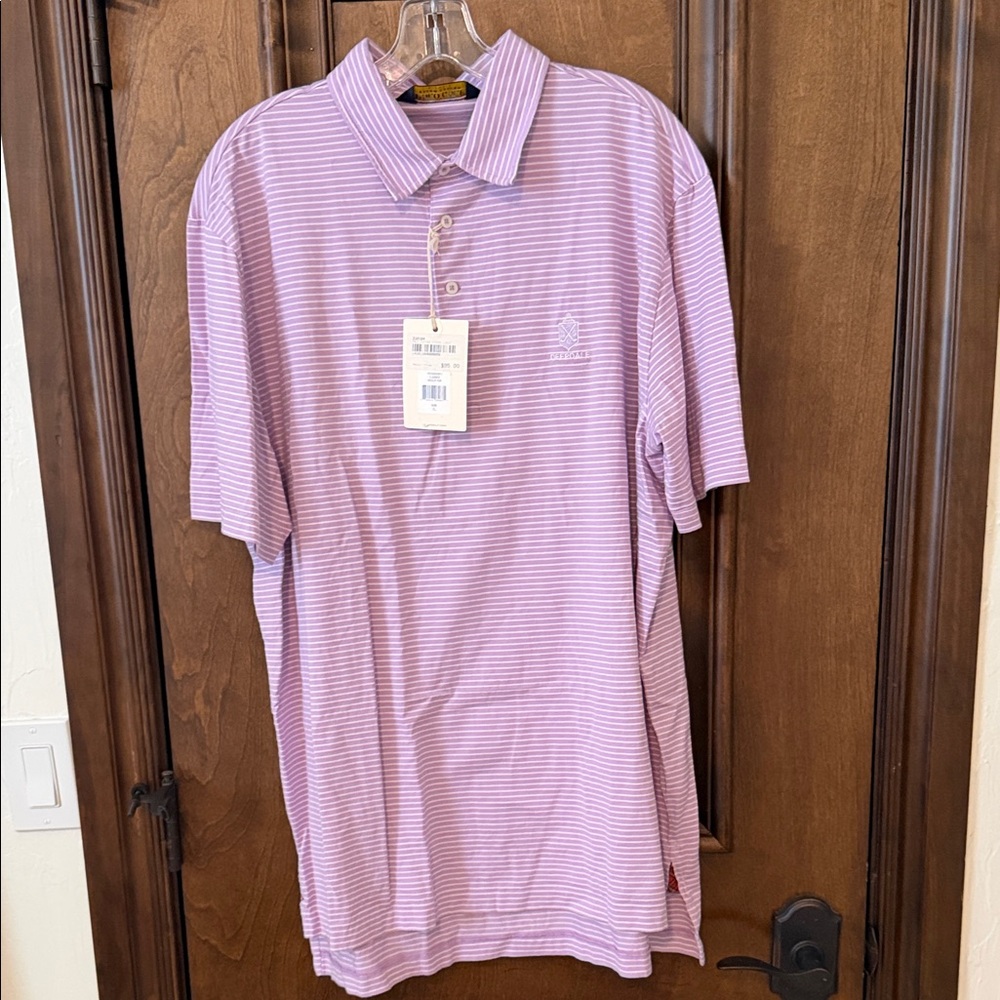 Men's Lavender Striped Polo Shirt - Classic Short Sleeve